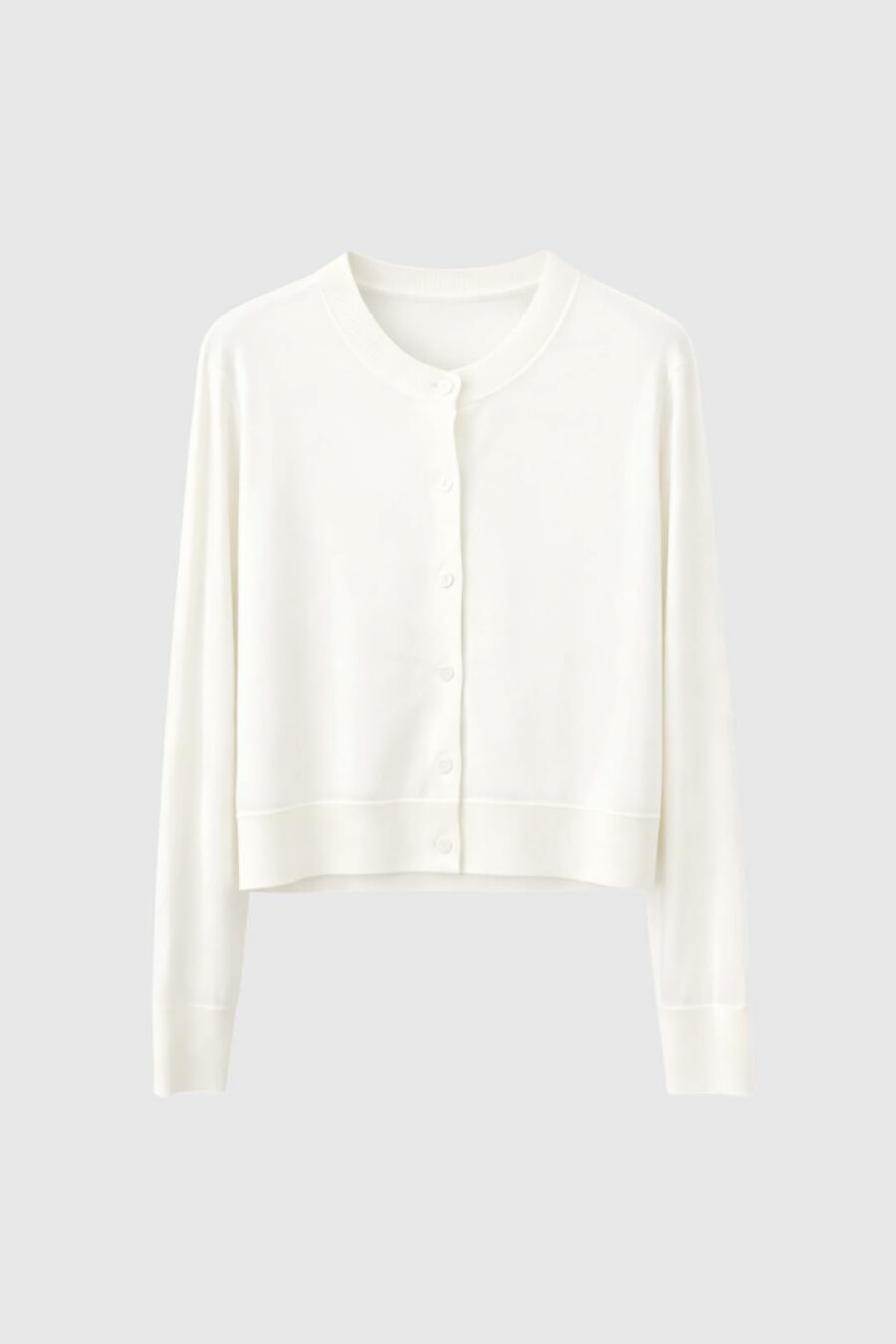 Strickjacke aus feiner Merinowolle in Off White