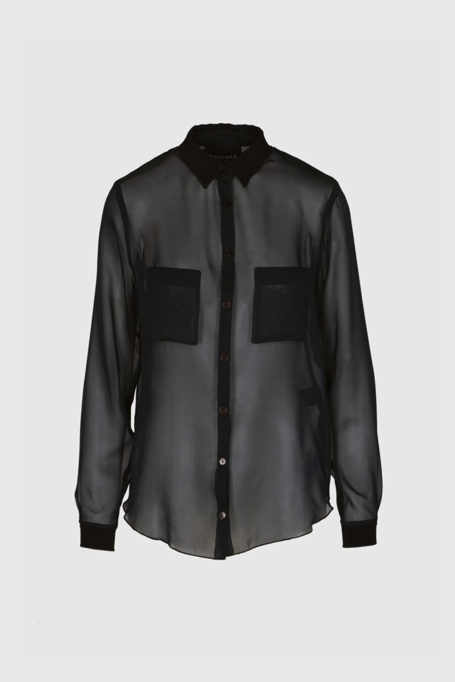 Transparente Seidenbluse in Schwarz
