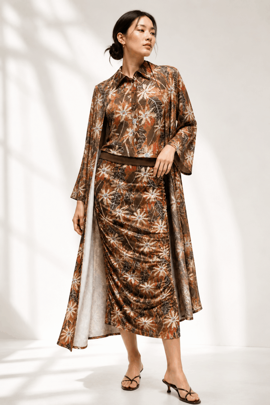 Transparenter Maxirock mit Flower Print
