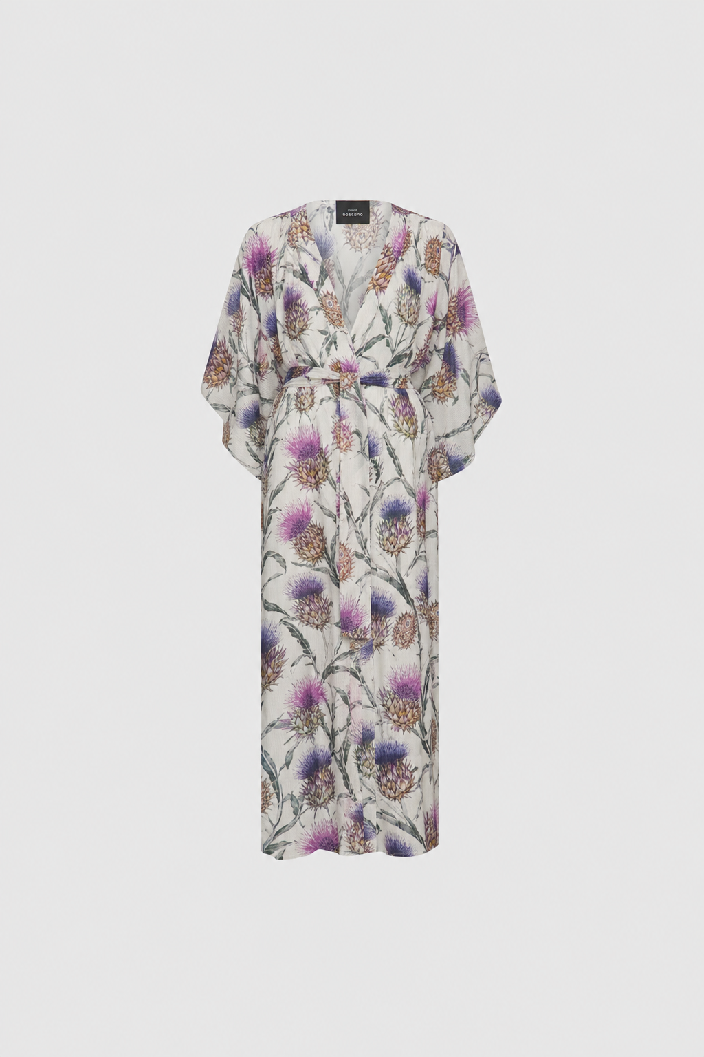 Seiden-Kimono-Kleid mit Print und Bindegürtel