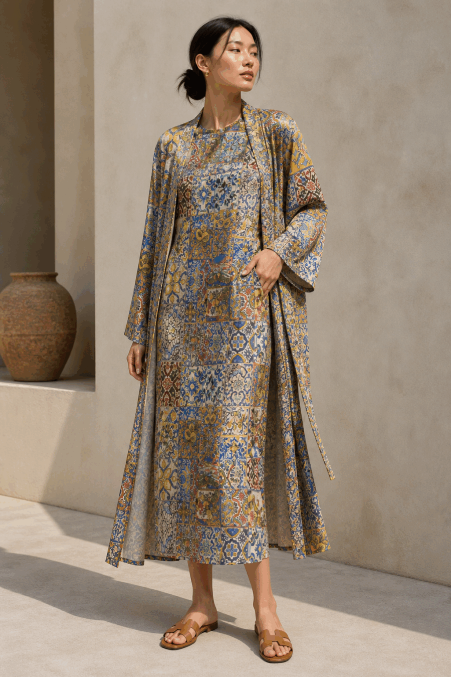 Print Kimono aus leichter Qualität