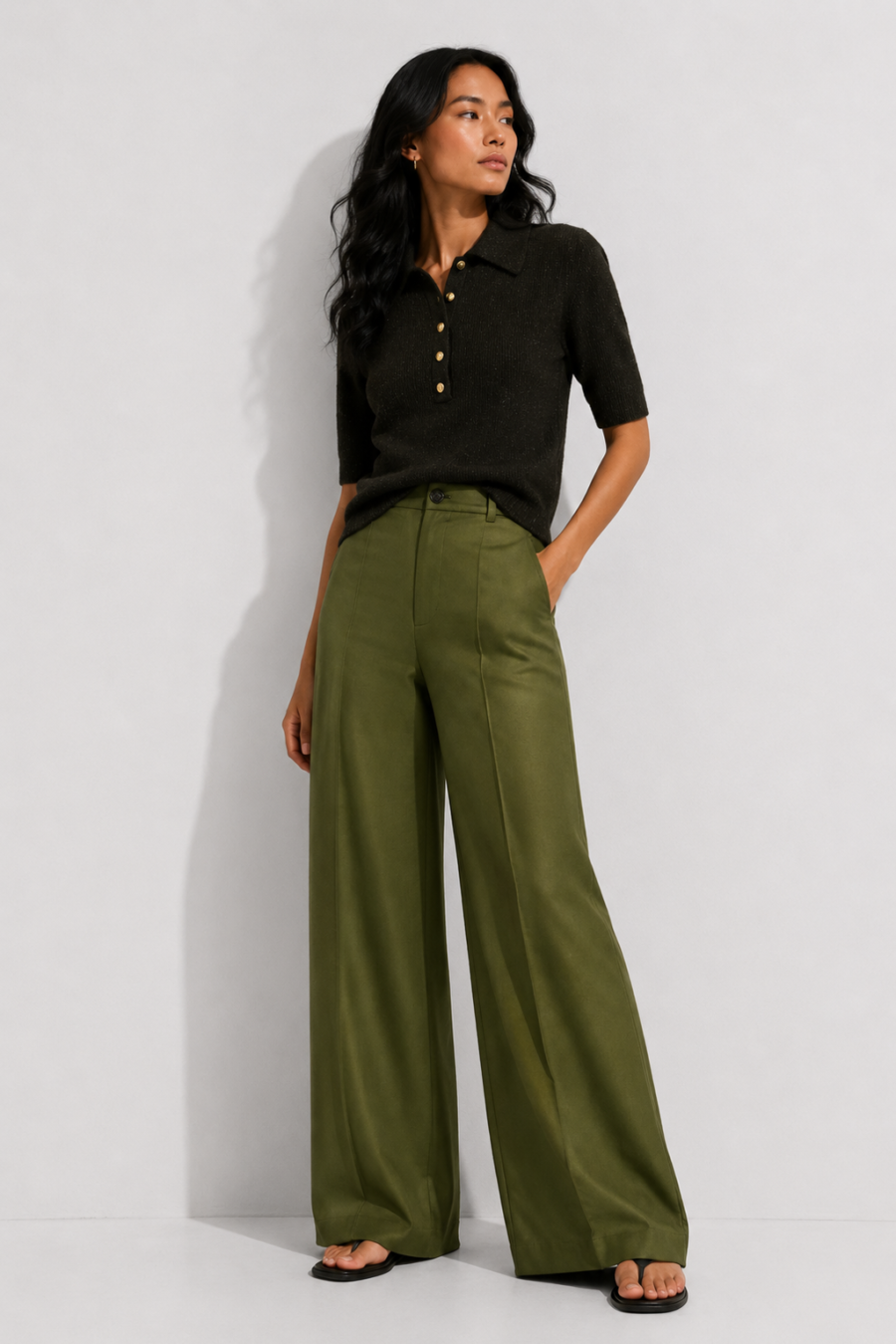 258861_2026_Sommer_Boscana_Hosen_Weite-Hose-aus-fliessendem-Stoff-mit-Buegelfalte-in-Gruen