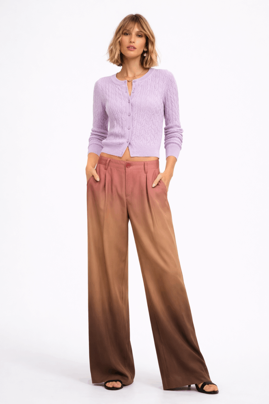 Wide-Leg Hose in Rosé Bronze
