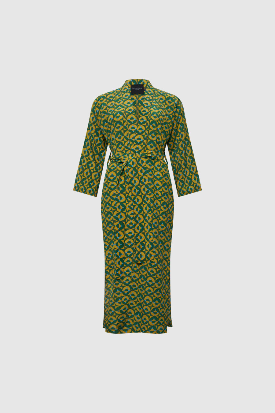 Kimono mit grafischem Print in Grün-Gold