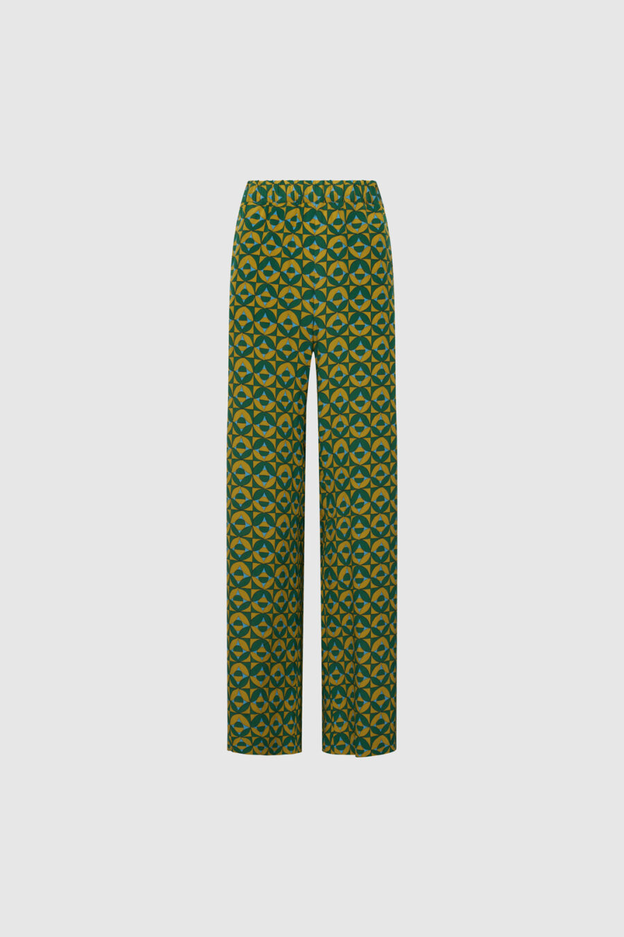 Seidenhose grün Muster, casual Look